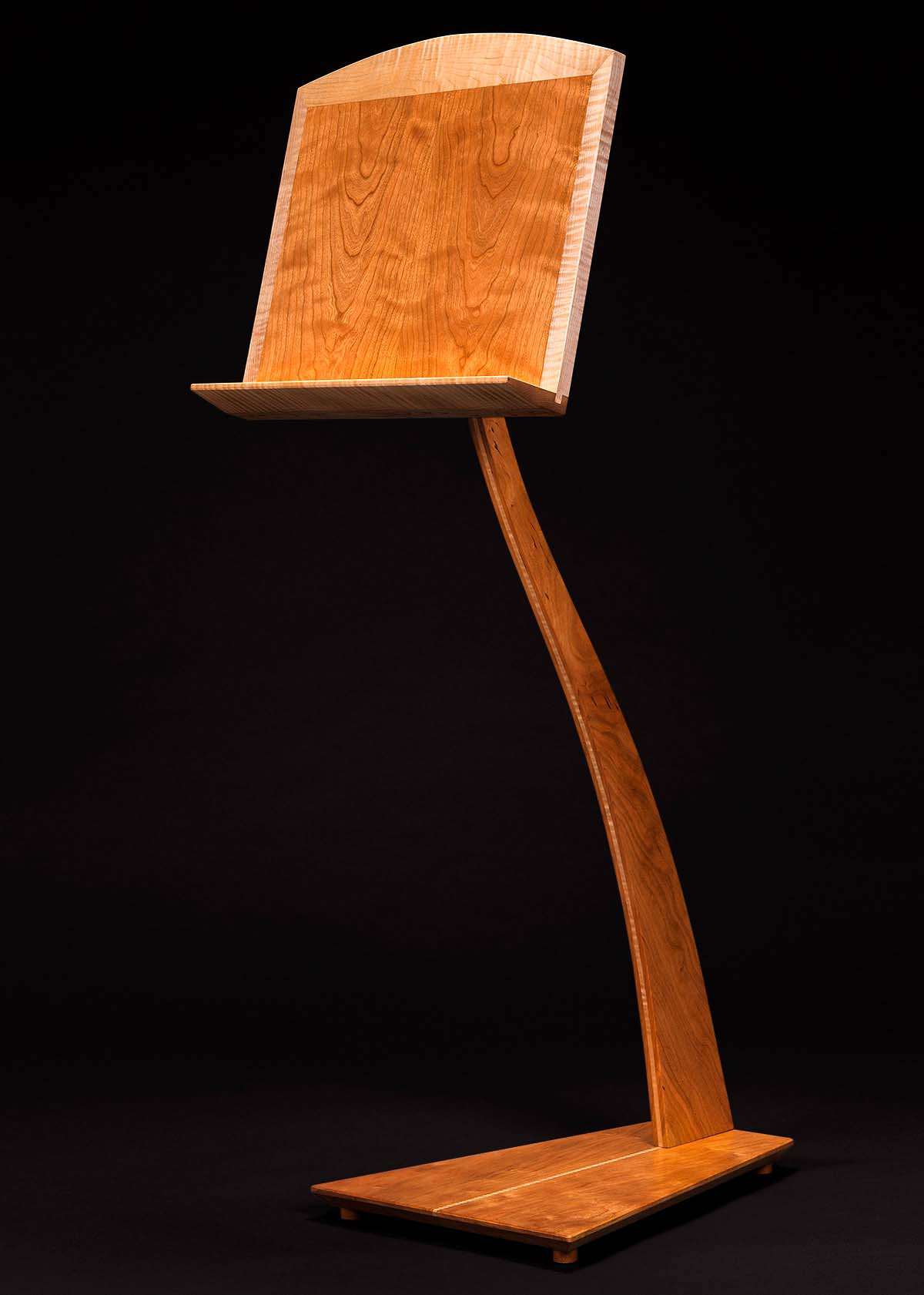 SM Music Stand - Cherry with Curly Maple Inlay