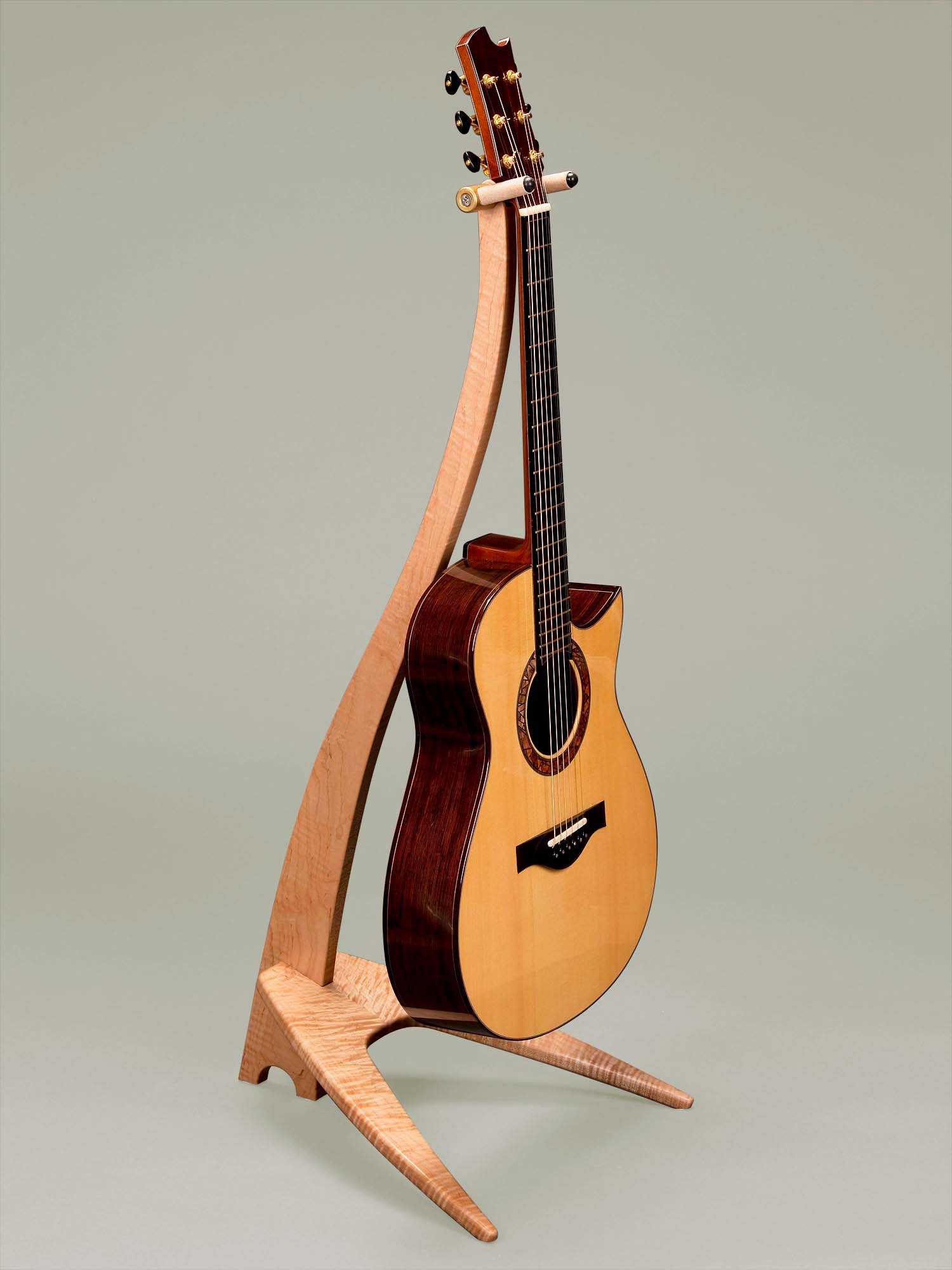 Handcrafted Wooden Guitar Stand, Mahogany